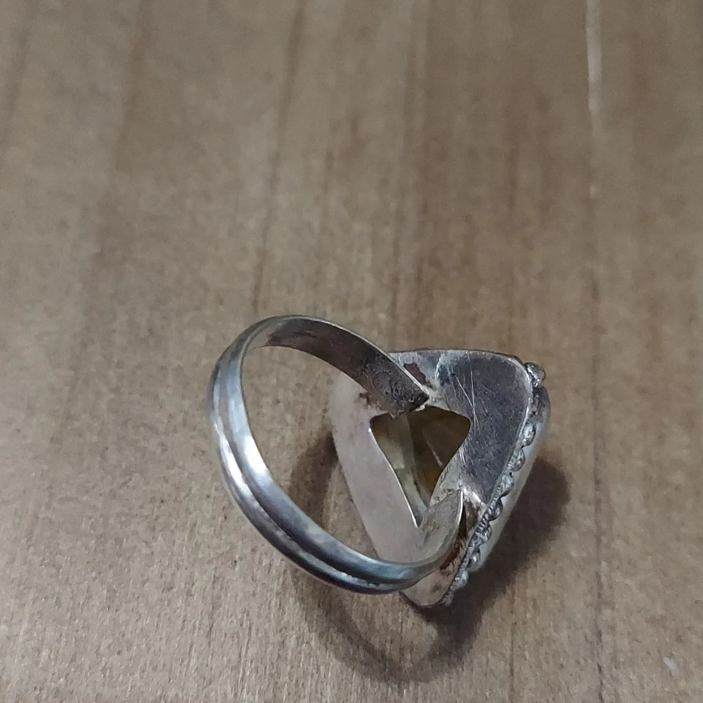 VINTAGE Stamped Sterling Silver Morganite Ring Size 9